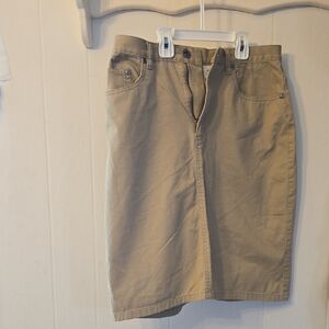 100% Cotton Liz Claiborne Tan Pencil Skirt.